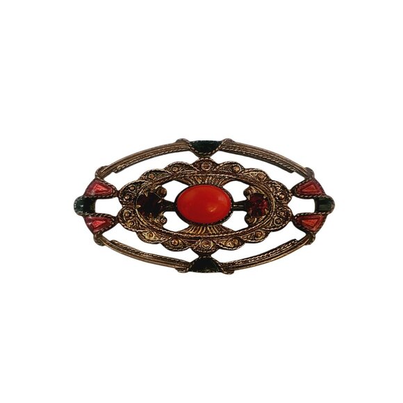 Beautiful Enameled Brass Brooch (A5585) - Picture 2 of 5